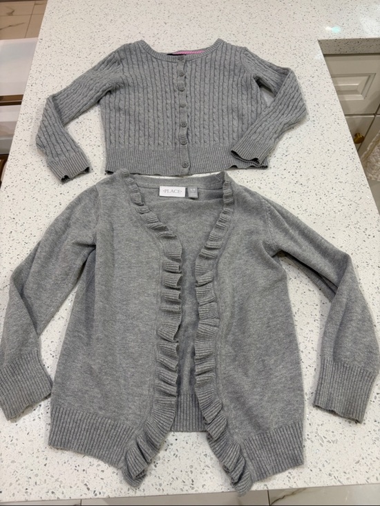 The Children's Place Other - The Children's Place & Gap Girls' Grey Ruffle Cardigan & Cable Knit size small